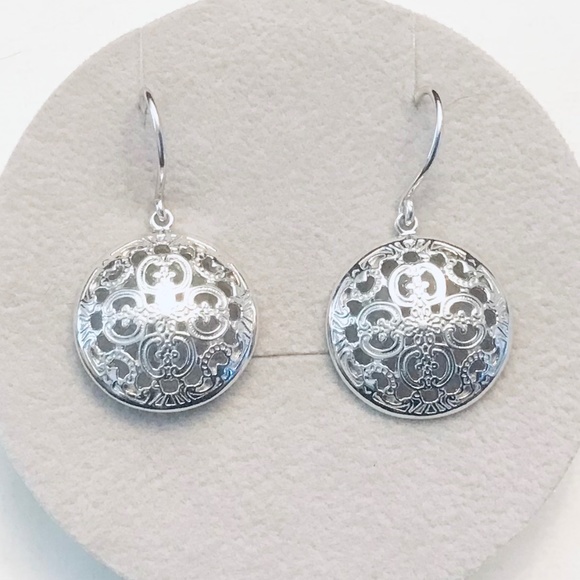 925 Silver Filagree Medallion Earrings - Picture 1 of 9